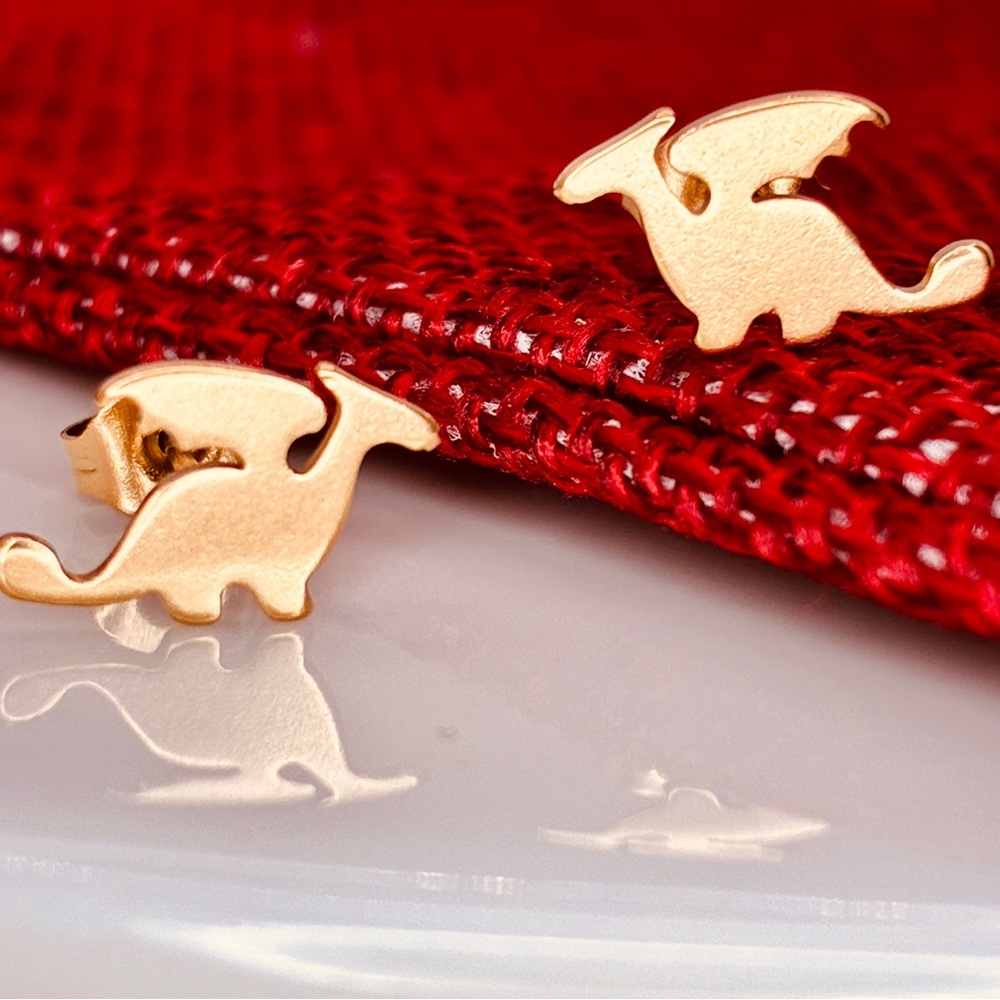 Gold Dragon Petite Stud Earrings